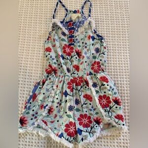 Floral Kids Romper - Red and Blue - Matilda Jane size 4